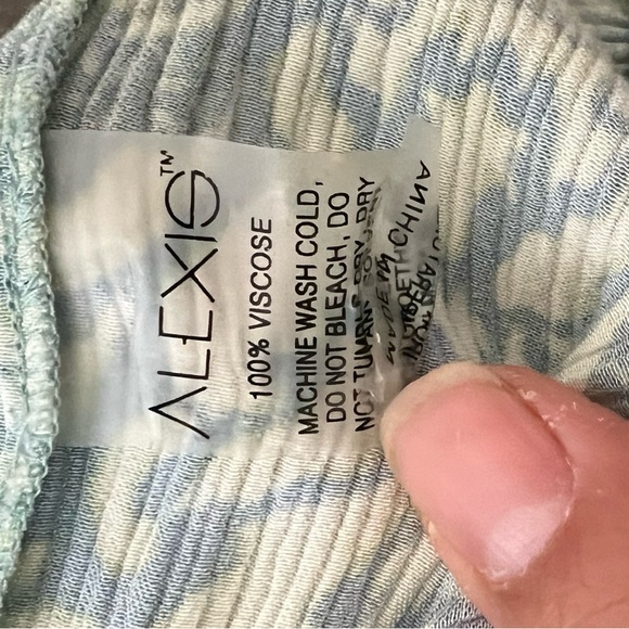 Alexis Blue Cream and Green Viscose Dress Maxi Women’s Size Medium - Picture 9 of 11